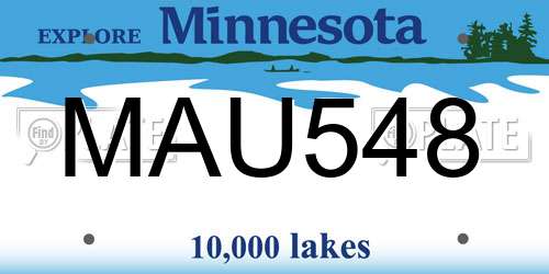 MAU548 Minnesota License Plate