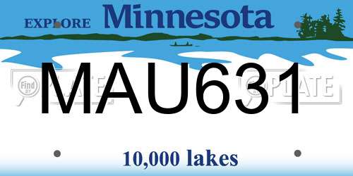 MAU631 Minnesota License Plate