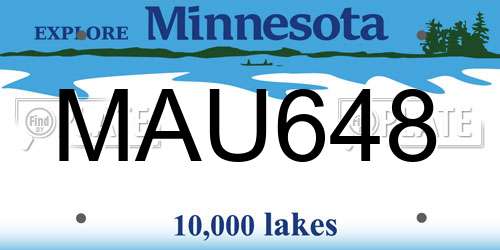MAU648 Minnesota License Plate