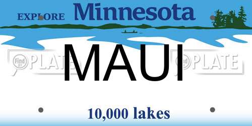 MAUI Minnesota License Plate