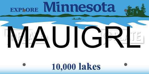 MAUIGRL Minnesota License Plate