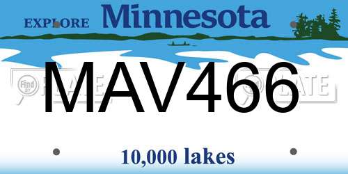 MAV466 Minnesota License Plate