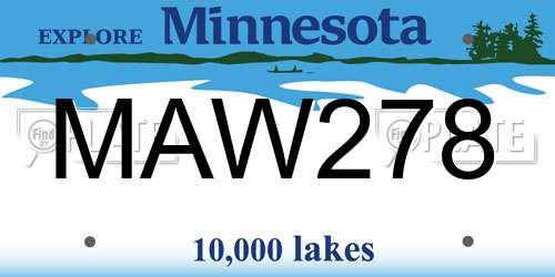MAW278 Minnesota License Plate