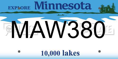 MAW380 Minnesota License Plate