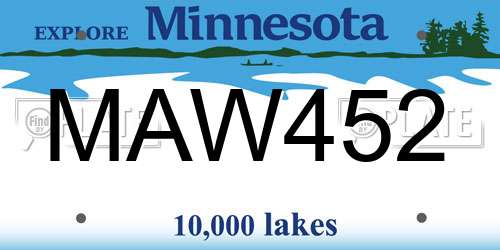 MAW452 Minnesota License Plate
