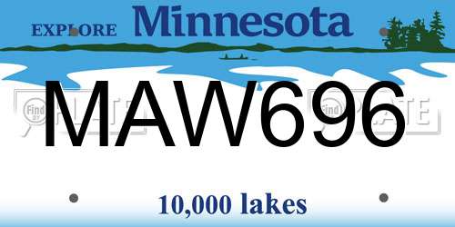 MAW696 Minnesota License Plate