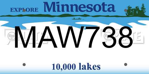 MAW738 Minnesota License Plate