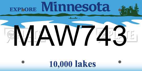 MAW743 Minnesota License Plate