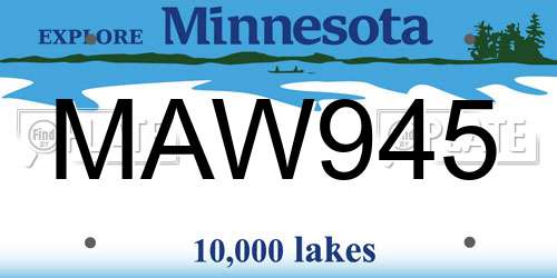 MAW945 Minnesota License Plate