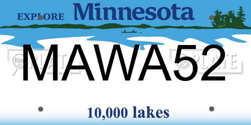 MAWA52 Minnesota License Plate