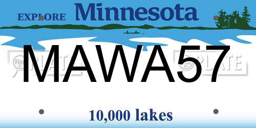MAWA57 Minnesota License Plate