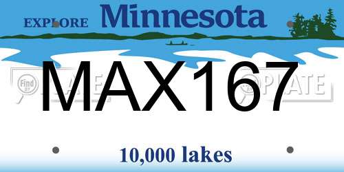 MAX167 Minnesota License Plate