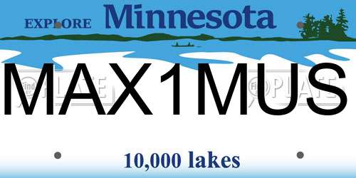 MAX1MUS Minnesota License Plate