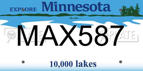 MAX587 Minnesota License Plate