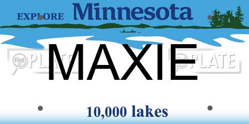 MAXIE Minnesota License Plate
