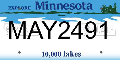 MAY2491 Minnesota License Plate