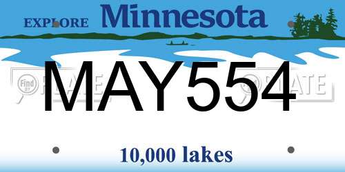 MAY554 Minnesota License Plate