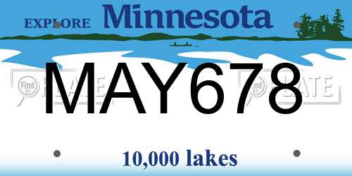 MAY678 Minnesota License Plate