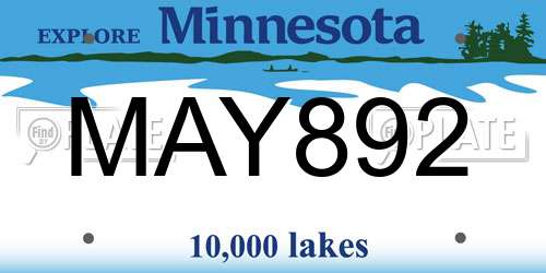 MAY892 Minnesota License Plate