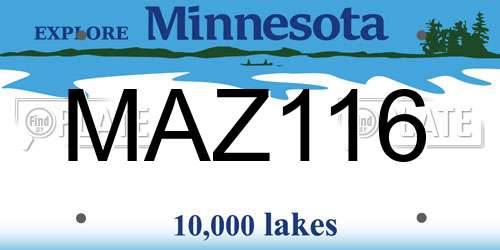 MAZ116 Minnesota License Plate