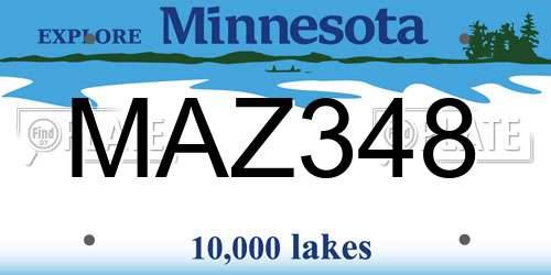 MAZ348 Minnesota License Plate