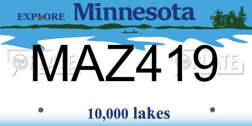 MAZ419 Minnesota License Plate