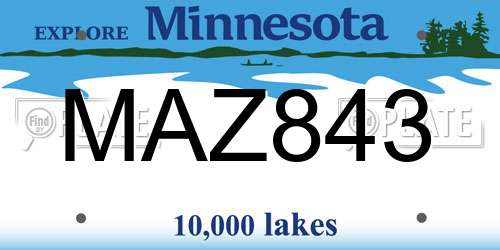 MAZ843 Minnesota License Plate
