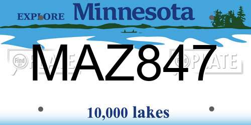 MAZ847 Minnesota License Plate