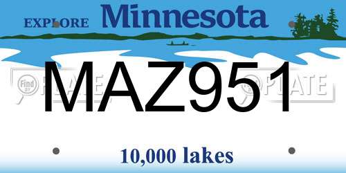 MAZ951 Minnesota License Plate