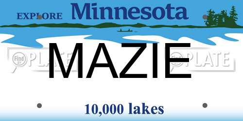 MAZIE Minnesota License Plate