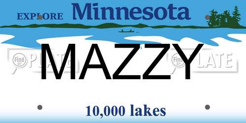 MAZZY Minnesota License Plate
