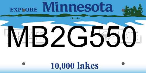 MB2G550 Minnesota License Plate