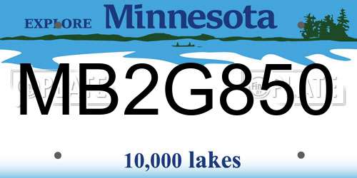 MB2G850 Minnesota License Plate