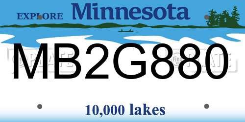 MB2G880 Minnesota License Plate