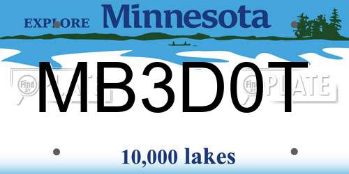 MB3D0T Minnesota License Plate