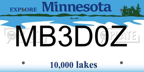 MB3D0Z Minnesota License Plate