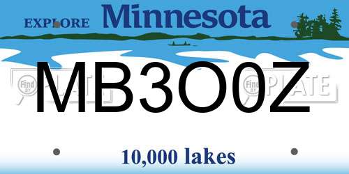 MB3O0Z Minnesota License Plate