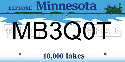 MB3Q0T Minnesota License Plate