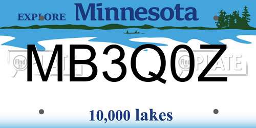 MB3Q0Z Minnesota License Plate
