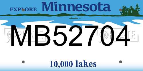 MB52704 Minnesota License Plate