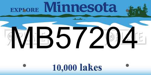 MB57204 Minnesota License Plate