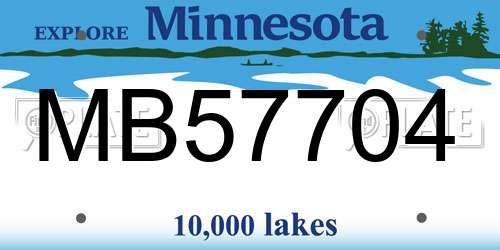 MB57704 Minnesota License Plate