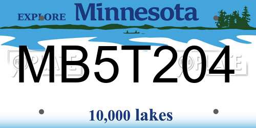 MB5T204 Minnesota License Plate