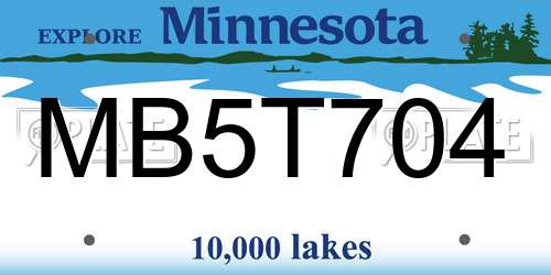 MB5T704 Minnesota License Plate