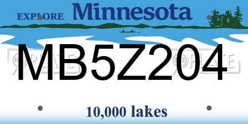 MB5Z204 Minnesota License Plate