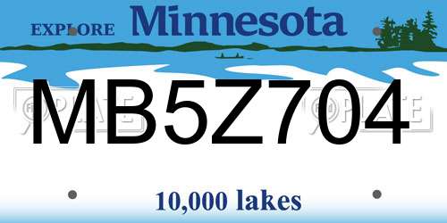 MB5Z704 Minnesota License Plate