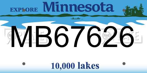 MB67626 Minnesota License Plate