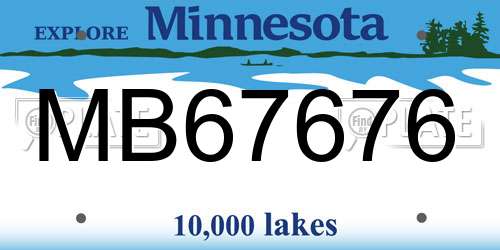 MB67676 Minnesota License Plate