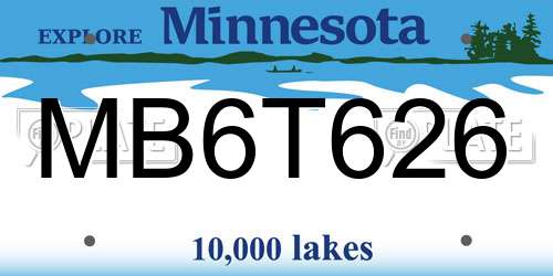 MB6T626 Minnesota License Plate