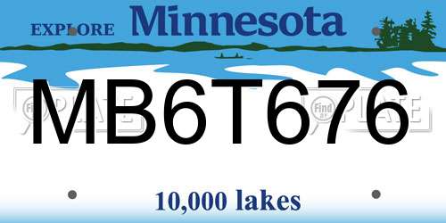 MB6T676 Minnesota License Plate